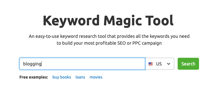 Keyword Magic Tool in Semrush