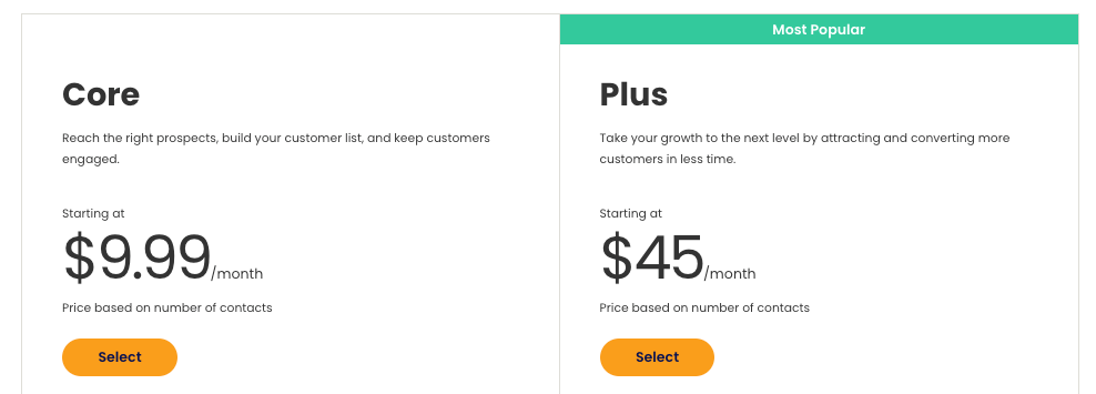 constant contact pricing