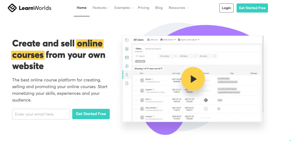 learnworlds online course platform